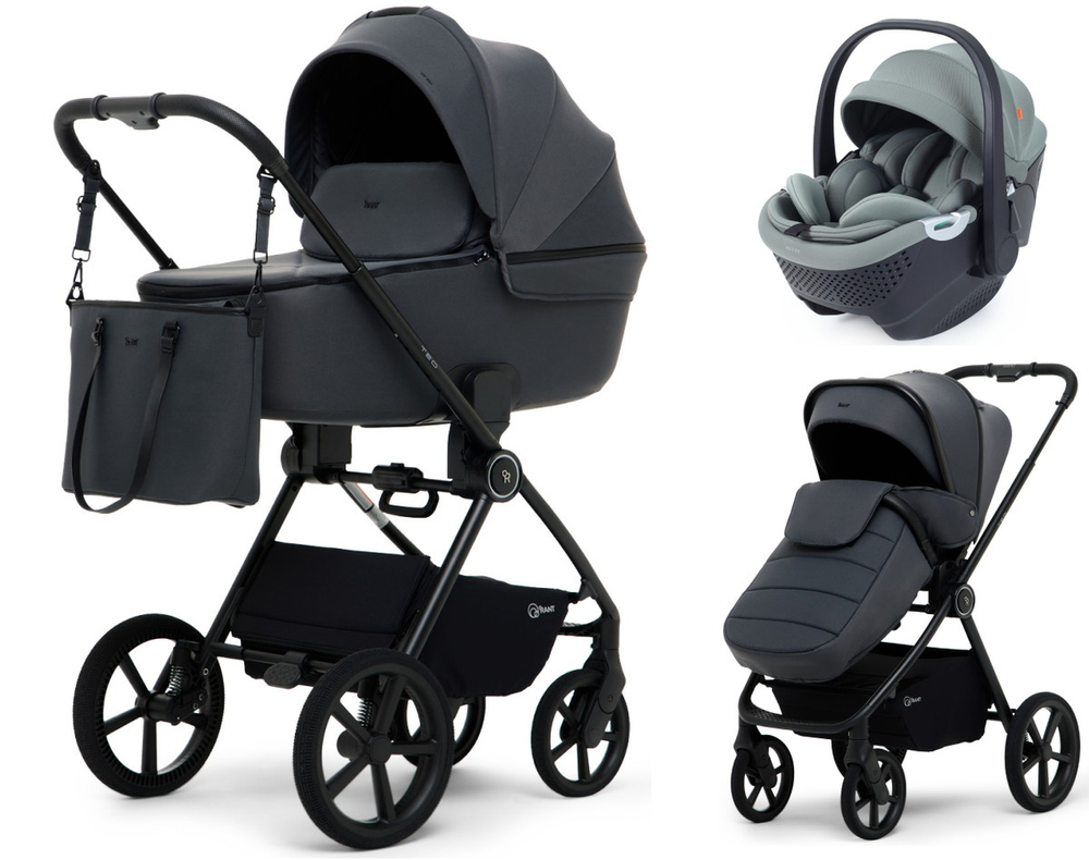 Детская коляска Rant Teo Soft 3 в 1 с автокреслом Aster Zero Olive Graphite