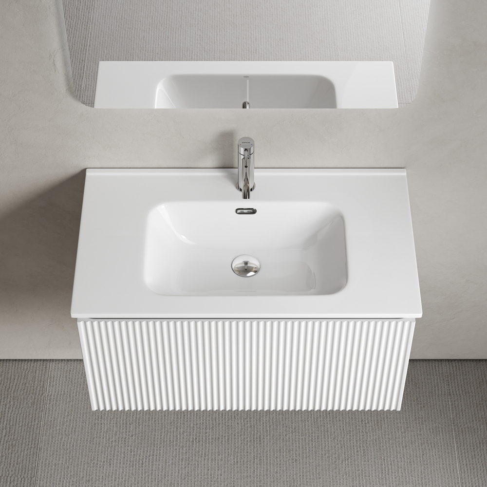 Тумба подвесная SANCOS Snob R 1.0 790х445х406, c одним ящиком оснащенным доводчиками, Bianco , арт.SNR1.080W