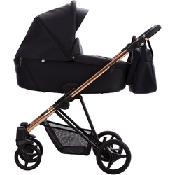 Детская коляска Bebetto Yoddi Premium Class 3 в 1 с автокреслом Avionaut Cosmo 02 черная кожа рама бронза