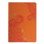 Блокнот BRAUBERG, А5 (148х218 мм), "Orient", 128 л., кожзаменитель с тиснением, клетка, оранжевый, 128043