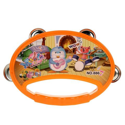 Бубен 16см, оранжевый, пакет 886