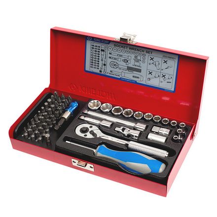 Цена на KING TONY (2551MR01) Набор торцевых головок с принадлежностями 1/4", 6-гранные, 4-14 мм, 51 предмет