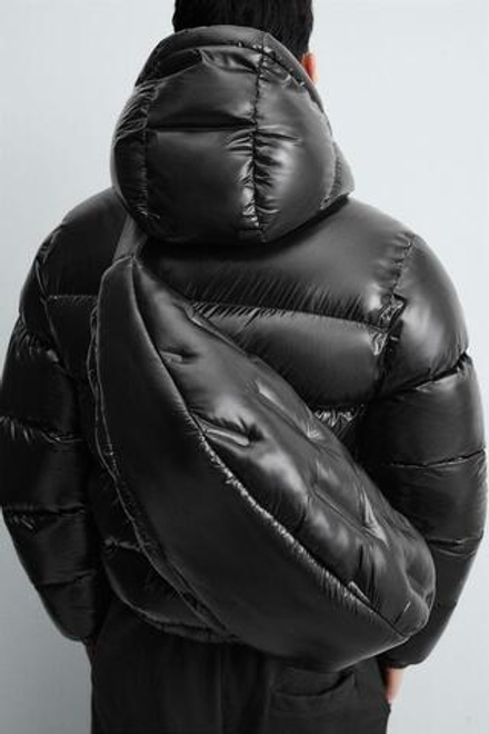 ZARA СТЕГАНАЯ СУМКА ЧЕРЕЗ ПЛЕЧО, ЧЕРНЫЙ