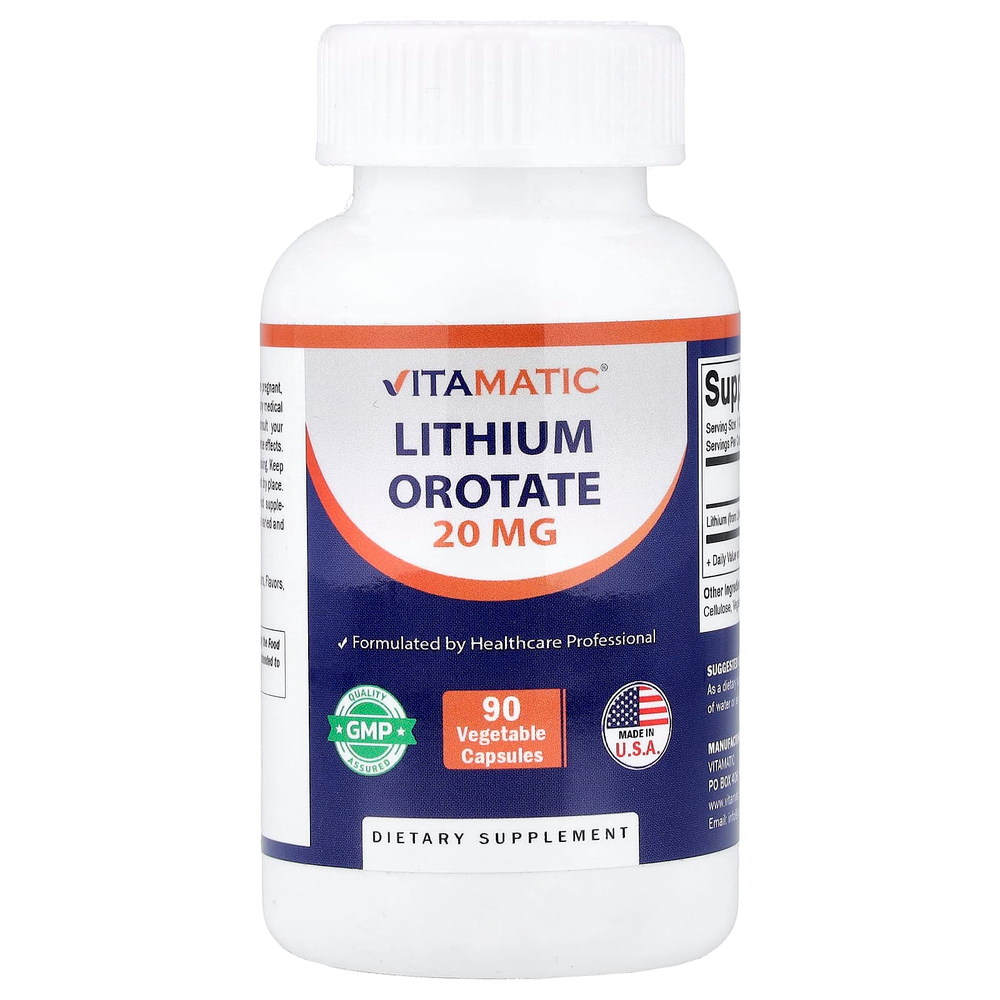 Vitamatic, Оротат лития, 20 мг, 90 растительных капсул