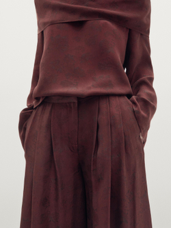 Massimo Dutti Широкие брюки с принтом и свободным кроем, цвет жженого апельсина