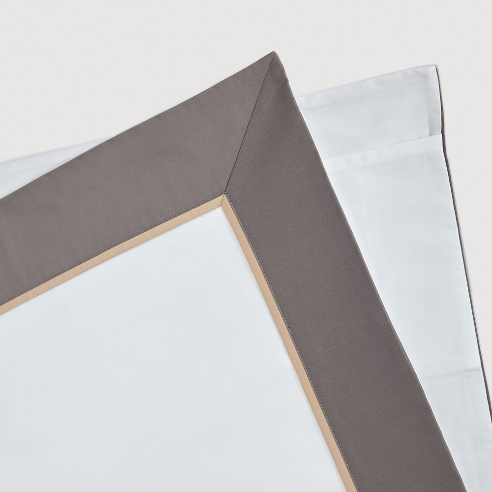 Постельное белье 2 спальное евро Сlaire&Caroll Frame белое с коричневым