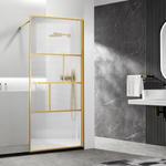 Душевая перегородка Волк-Ин (Walk-In) VSW-1HC900CFBG, 900*2000, брашированное золото, стекло прозрачное/рифленое