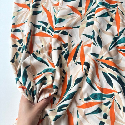 Вискоза (штапель) Амазонка (оранжево-изумрудная)