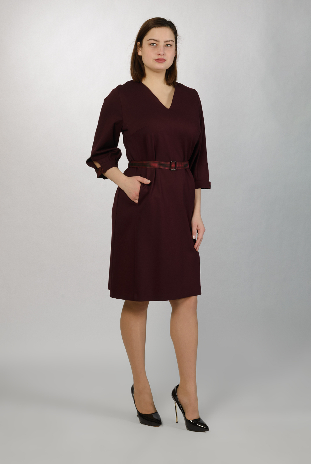 Трикотажное платье 2666АП, бордовый #359Бд052666АП