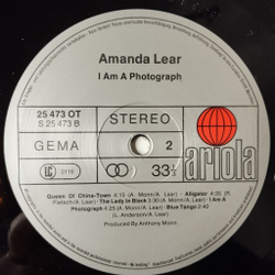 Винтажная виниловая пластинка LP Amanda Lear I Am A Photograph (Germany 1977) Blood And Honey