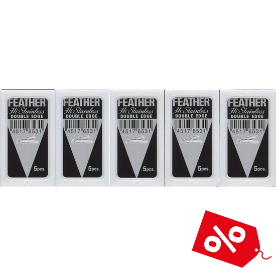 Сменные Лезвия Feather 5 пачек по 5 шт (25 лезвий)