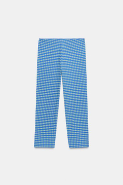ZARA БРЮКИ КАПРИ В КЛЕТКУ ВИШИ, СИНИЙ/БЕЛЫЙ