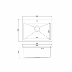 Мойка настол.монтаж 60х45 (3,0) вып 3 1/2  MIXLINE PRO С ФАСКОЙ 22см с сифоном (черный графит)