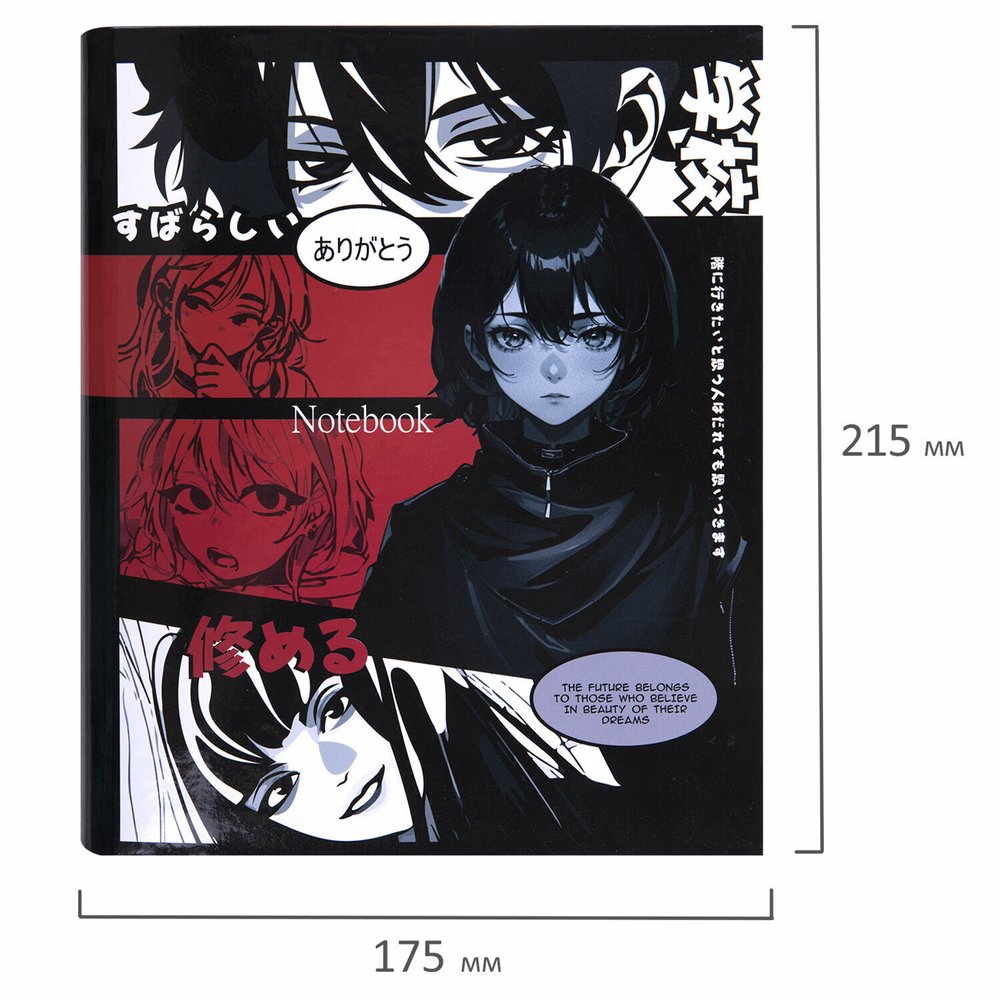 Тетрадь на кольцах А5 175х215 мм 120 листов твердый картон клетка BRAUBERG "Anime Manga" (4 штуки в упаковке)