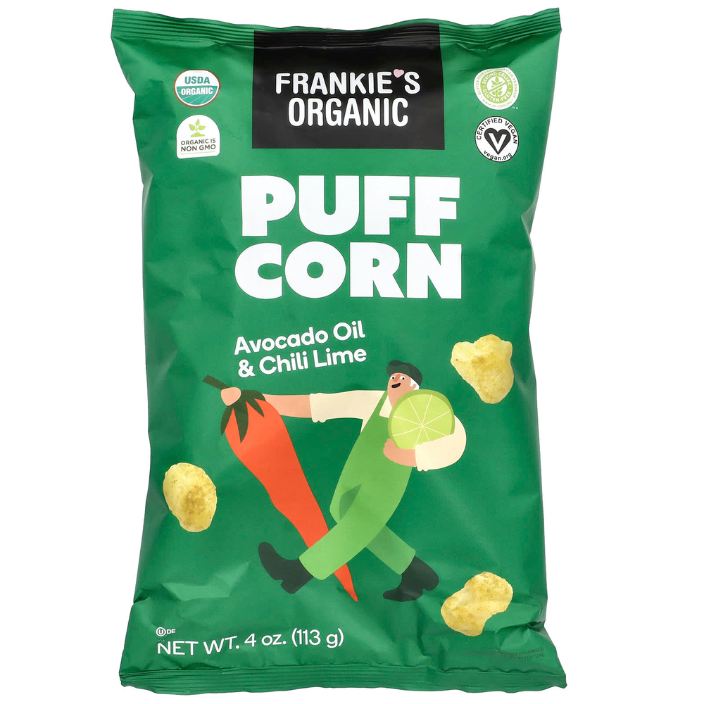 Frankie's Organic, Puff Corn, масло авокадо и лайм чили, 113 г (4 унции)