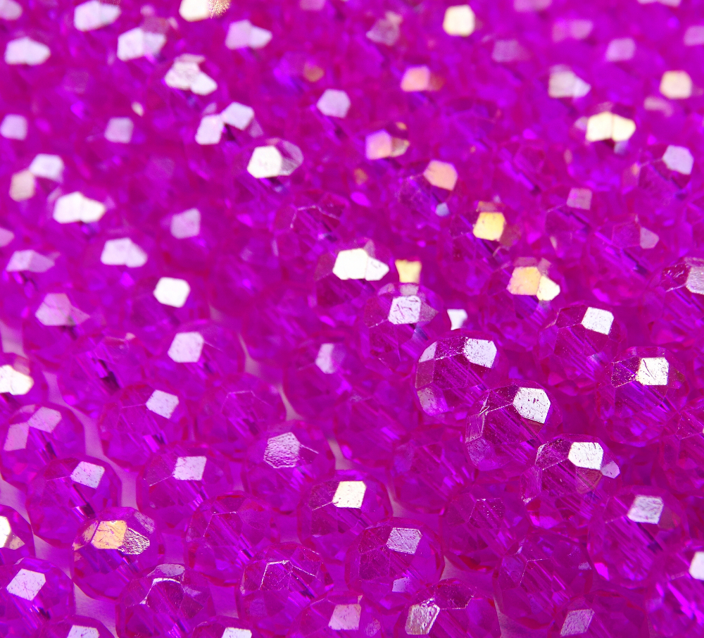 БП014ДС46 Хрустальные бусины "рондель", цвет: малиновый AB прозрачный, 4х6 мм, кол-во: 58-60 шт.