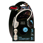 flexi рулетка NEW LINE Comfort S (до 15 кг) лента 5 м серый/черный