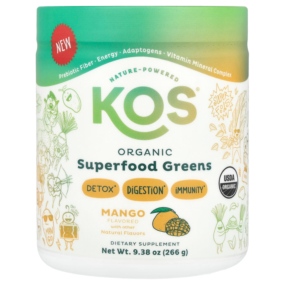 KOS, Organic Superfood Greens, манго, 266 г (9,38 унции)