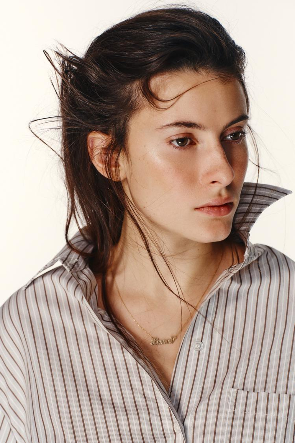 ZARA РУБАШКА ОВЕРСАЙЗ В ПОЛОСКУ С РУКАВАМИ «ЛЕТУЧАЯ МЫШЬ», КОРИЧНЕВЫЙ/БЕЛЫЙ