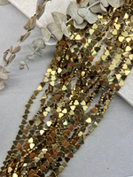 Гематит сердце, золото, 6 мм, нить 40 см