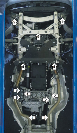 Усиленная защита Motodor Радиатора, Двигателя, КПП, Разд. коробки. 5 мм, Алюминий. для Jeep Grand Cherokee V 2021-н.в. арт.35201