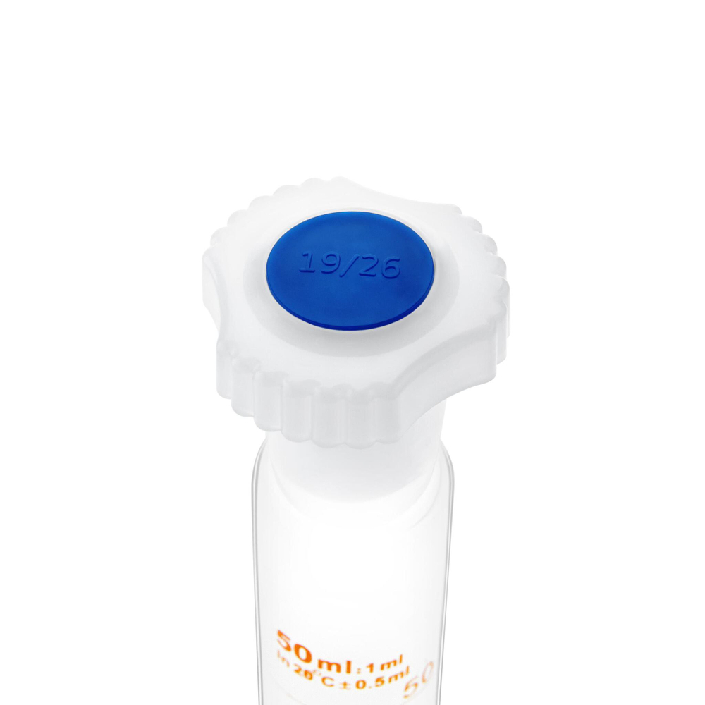 Цилиндр мерный стеклянный с пластиковой пробкой, 50 мл, с круглым стеклянным основанием