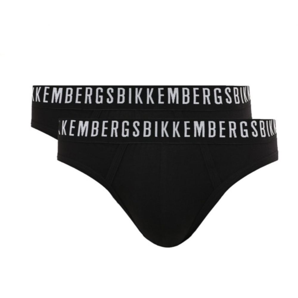 Мужские трусы брифы черные набор 2 в 1 Bikkembergs CLASSIC BKK1USP02BI/2