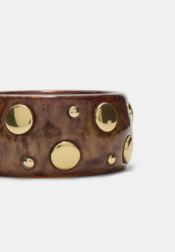 STRADIVARIUS Жесткий браслет с заклепками, золотой