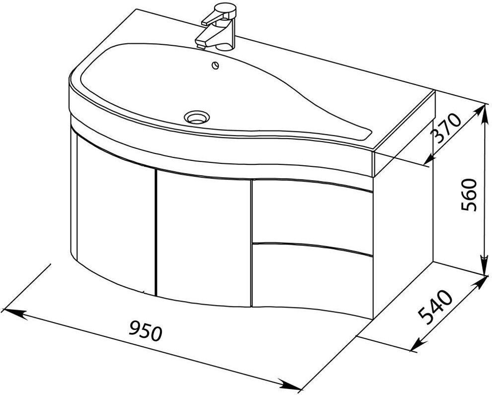 Раковина для тумбы Aquanet Сопрано 95 L