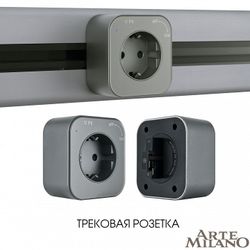 Розетка с заземлением на треке Arte Milano Am-track-sockets 380022TS/ES Grey