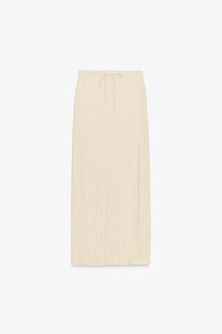 ZARA ЮБКА МИДИ С ТЕКСТУРОЙ, СВЕТЛО-ЖЕЛТЫЙ