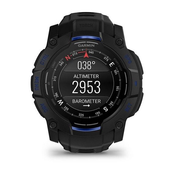 Умные часы Garmin Instinct 3 Amoled 50 mm Black with Black/Bolt Blue Band (010-03020-03)