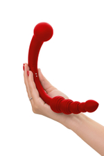 Красный двусторонний вибратор - 35 см. (Цвет: красный)