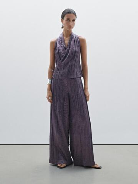 Massimo Dutti Брюки прямого кроя, фиолетовый
