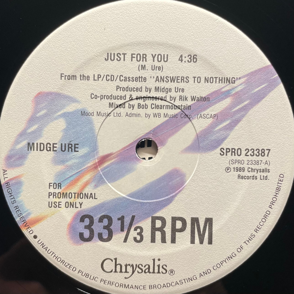 Midge Ure ‎– Just For You (США 1989г.) EP