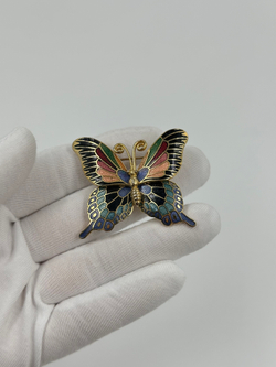 Брошь Бабочка в технике клуазоне