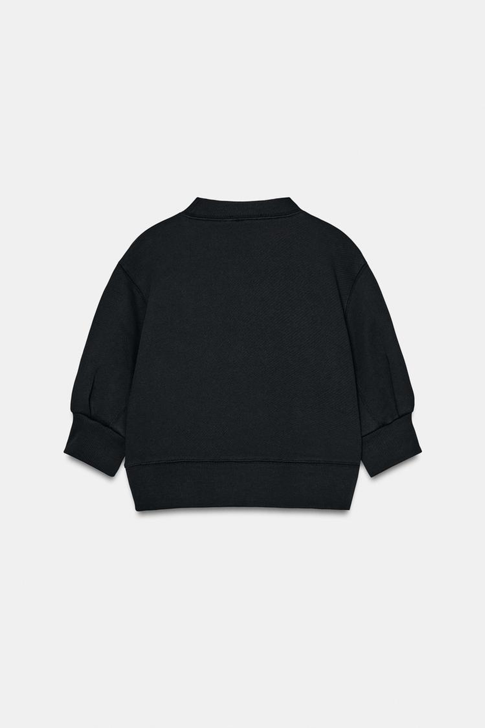 ZARA ОБЪЕМНАЯ УКОРОЧЕННАЯ ТОЛСТОВКА, ЧЕРНЫЙ