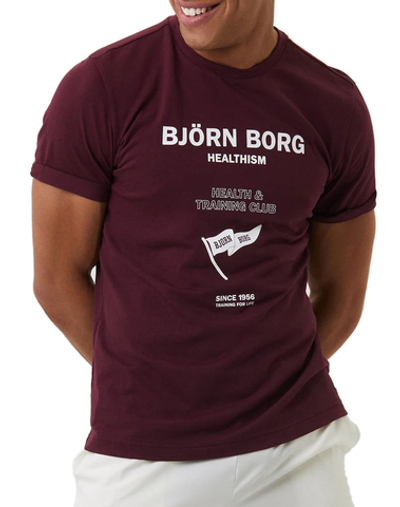 Мужская теннисная футболка Björn Borg Stockholm Training T-shirt - winetasting