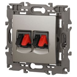 Розетка ЭРА Elegance 14-3112-16 аудио двойная, титан