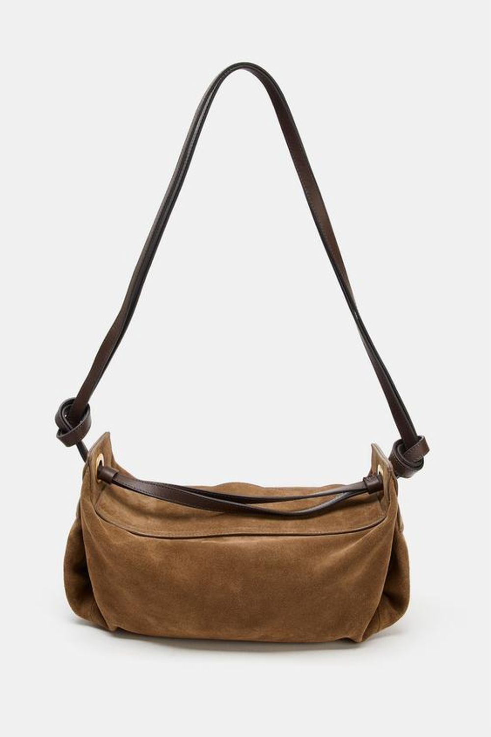 ZARA УДЛИНЕННАЯ КОЖАНАЯ СУМКА, ПЕСОЧНЫЙ/КОРИЧНЕВЫЙ