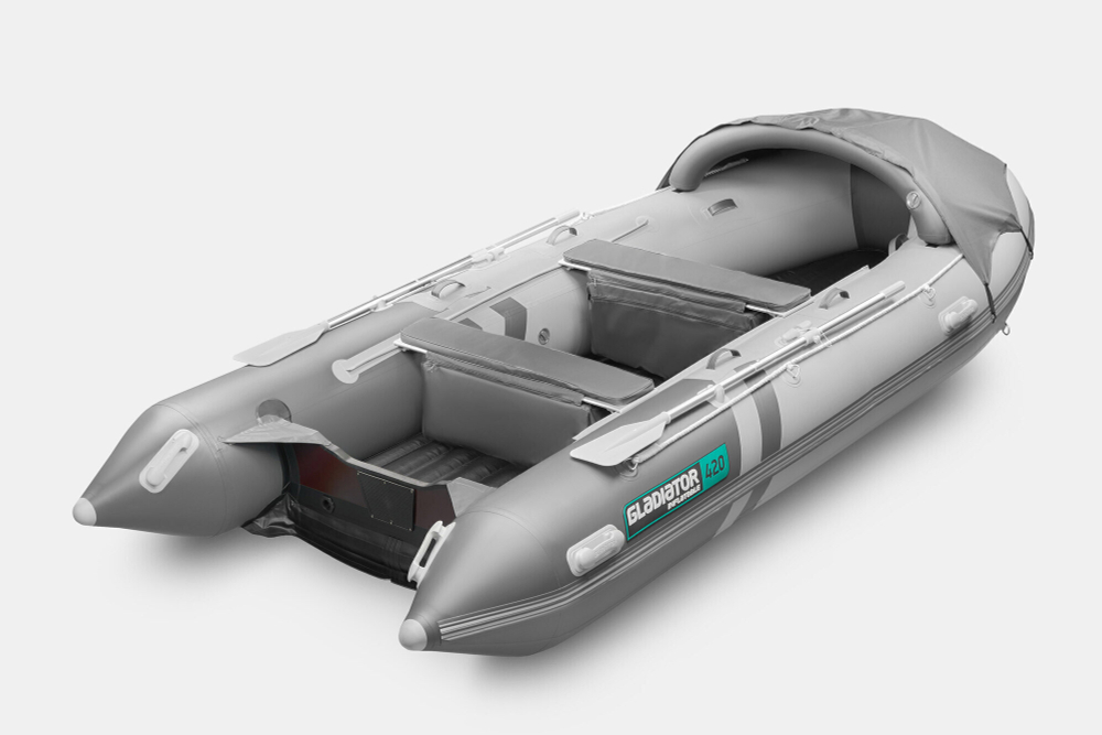 Надувная лодка GLADIATOR E420PRO светло-темносерый