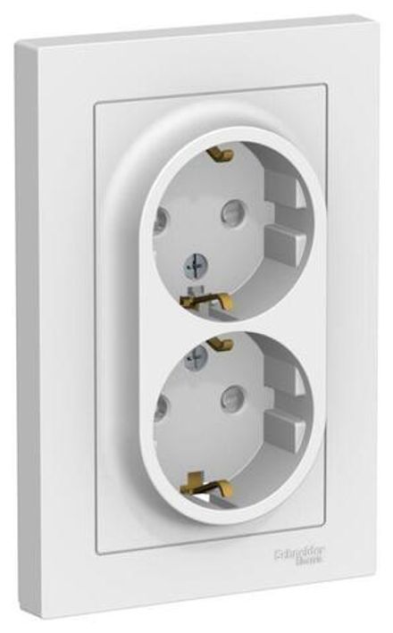 Розетка двойная AtlasDesign с заземл. со шторками 16А в сборе лотос SE ATN001326