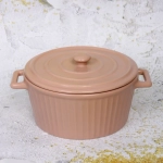 Кастрюля керамическая для запекания 2л «Акварель» 22*18*10см, розовая