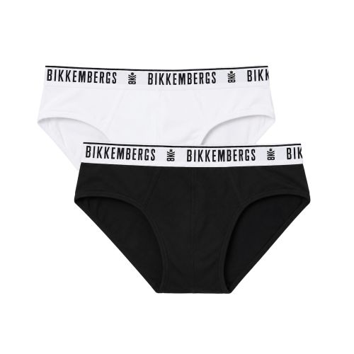 Набор мужских трусов брифов 2в1 (черные, белые) Bikkembergs BKK42USP19BI