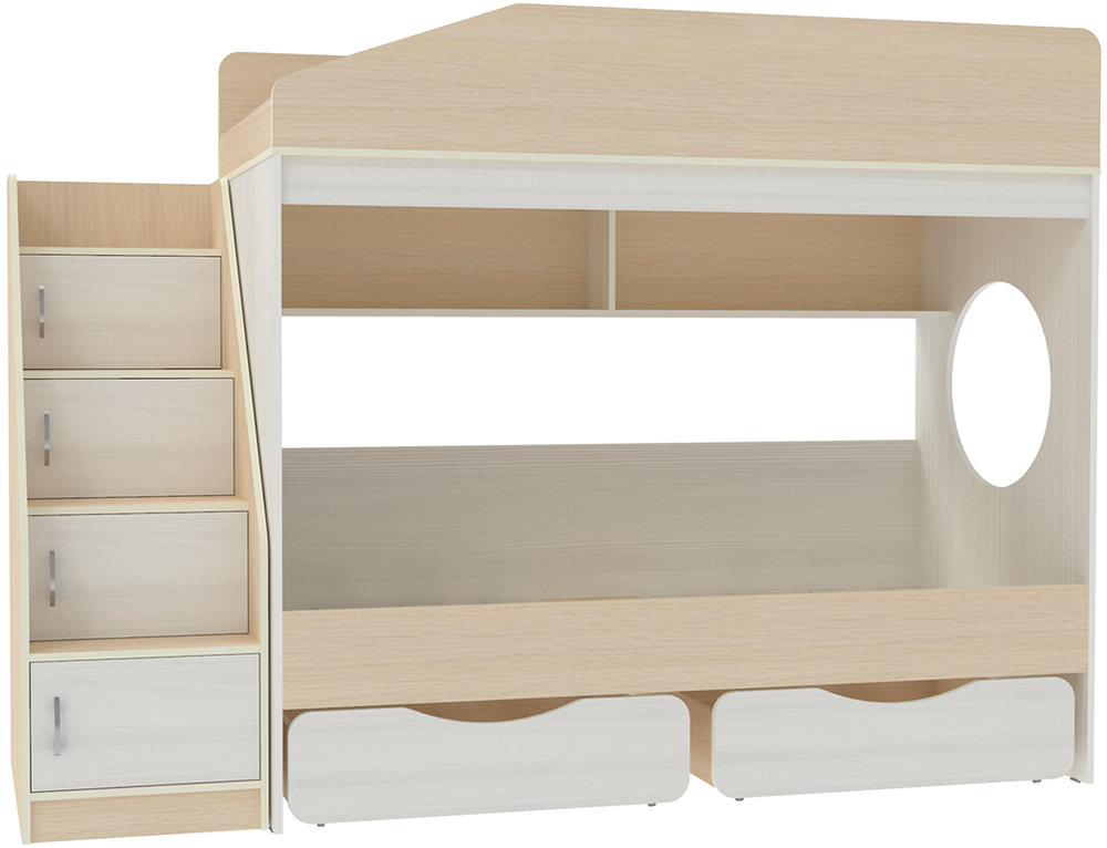 Двухъярусная кровать КарИВи Легенда 10.3  Дуб Молочный Белое Дерево