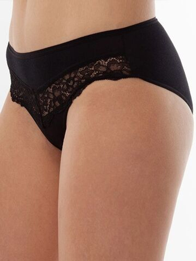 Бамбуковые трусики-слипы с ажуром (Размер: XL) (Цвет: черный)