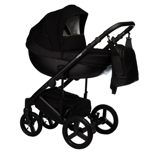 Детская коляска Indigo Tour Eco 2 в 1 Te07 черная кожа+черный