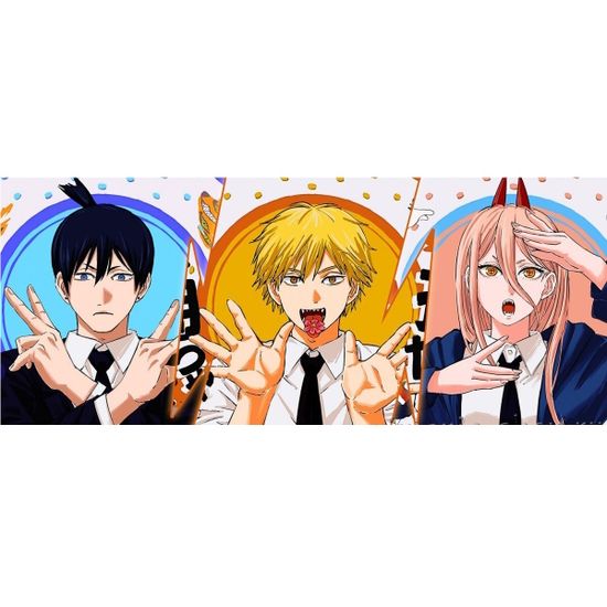 Кружка керамическая Человек-бензопила главные герои, 330 мл