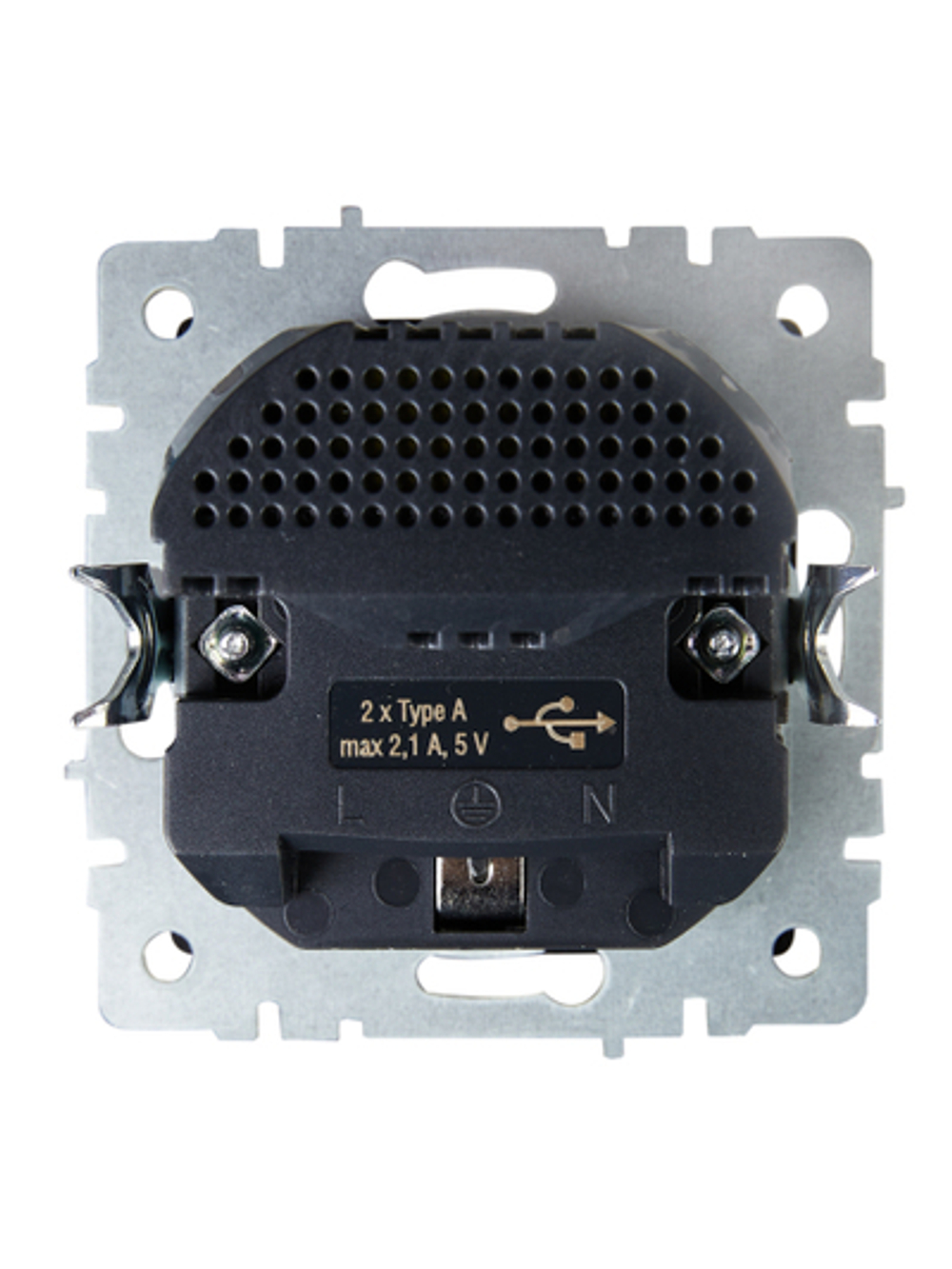BRITE Розетка 1-местная с заземлением с защитными шторками 16А с USB A+A 5В 2,1А РЮш10-1-БрМ маренго IEK