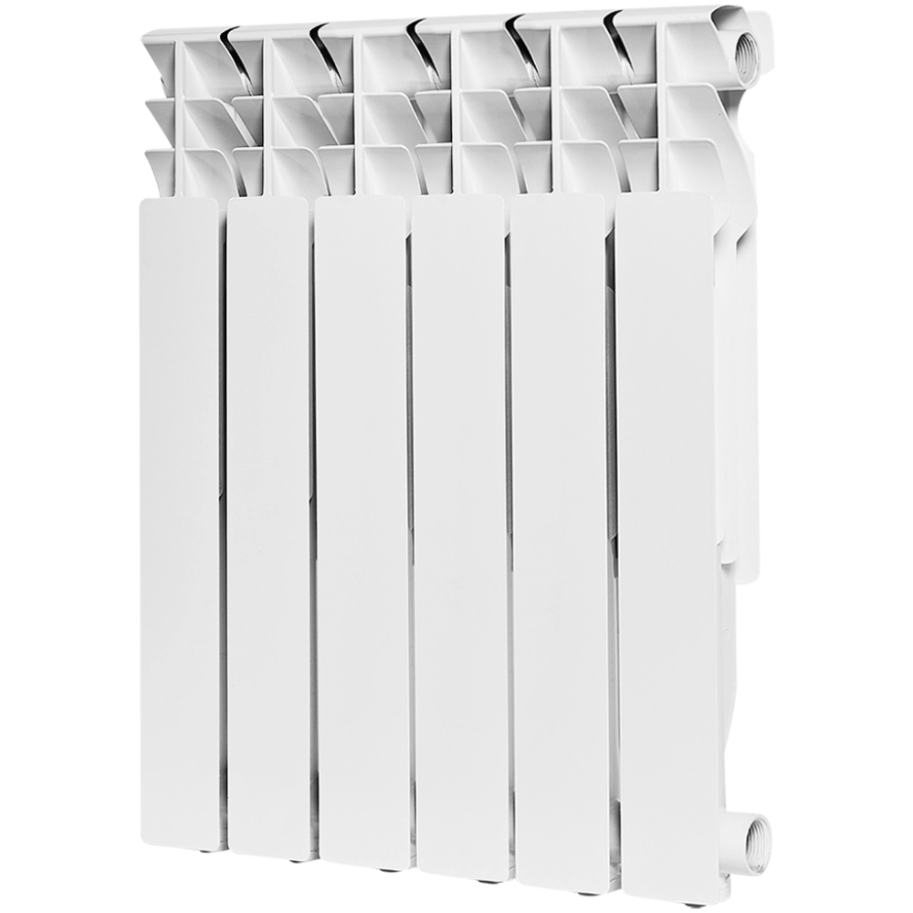 Радиатор алюминиевый ROMMER Plus 500 - 6 секций (подключение боковое, цвет белый)